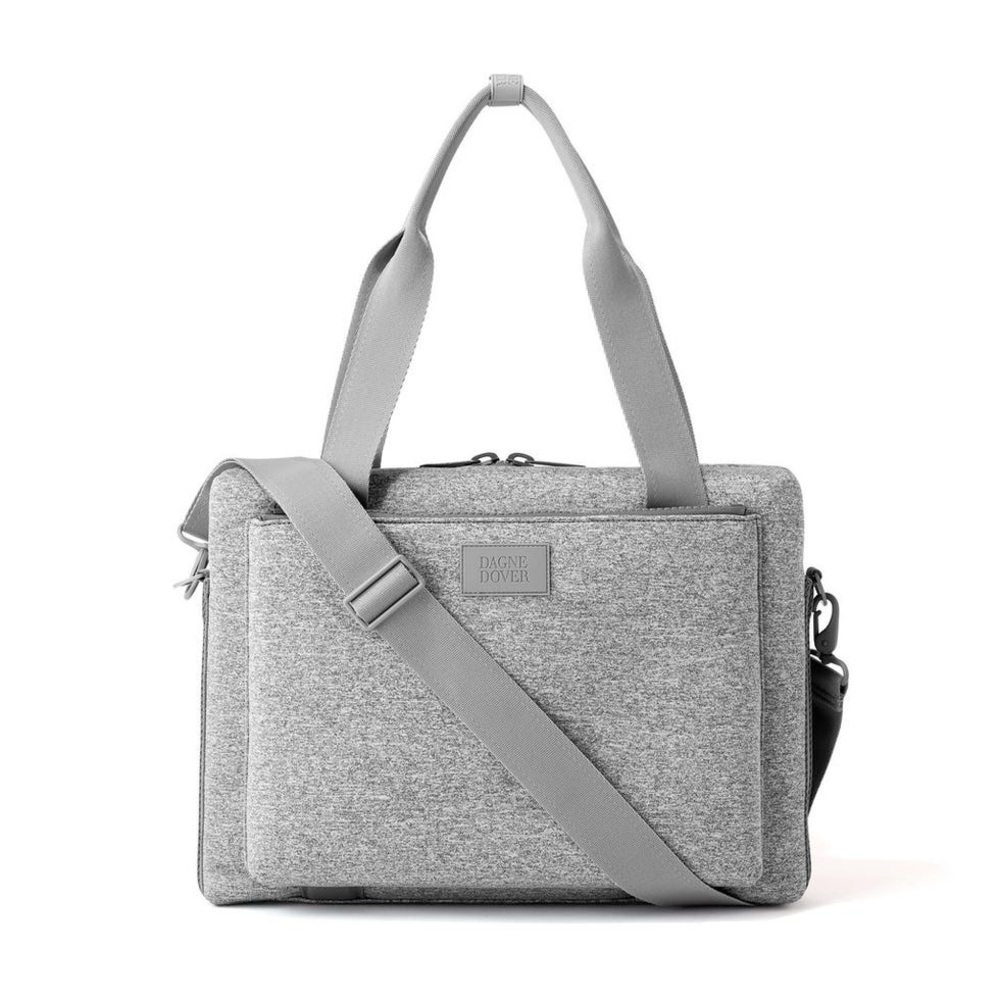 DAGNE DOVER LARGE RYAN NEOPRENE LAPTOP BAG IN HEATHER GRAY